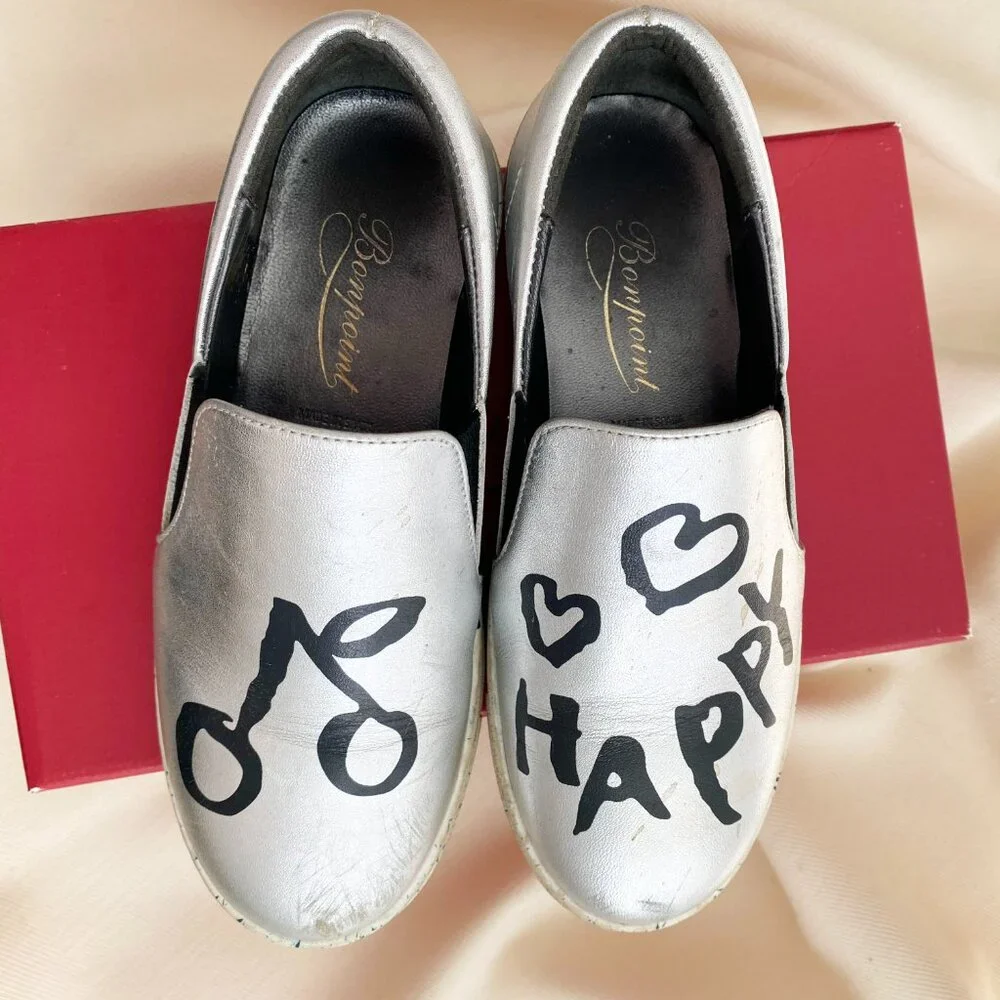 ** KIDS ** Bonpoint "Happy" Sneakers in Silver, size 31 ** AS IS ** - Picture 9 of 11